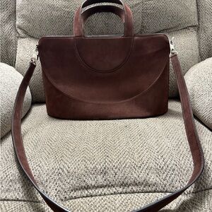 Bulgari Brown Suade Bag with Silver Accents